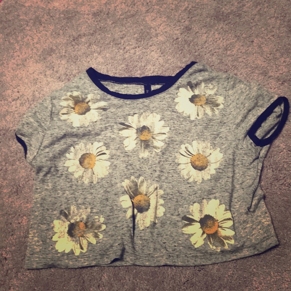 Grey sunflower crop top